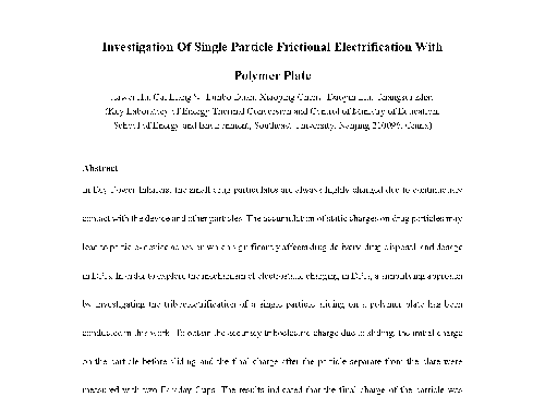 Investigation Of Single Particle Frictional Electrification With Polymer Plate