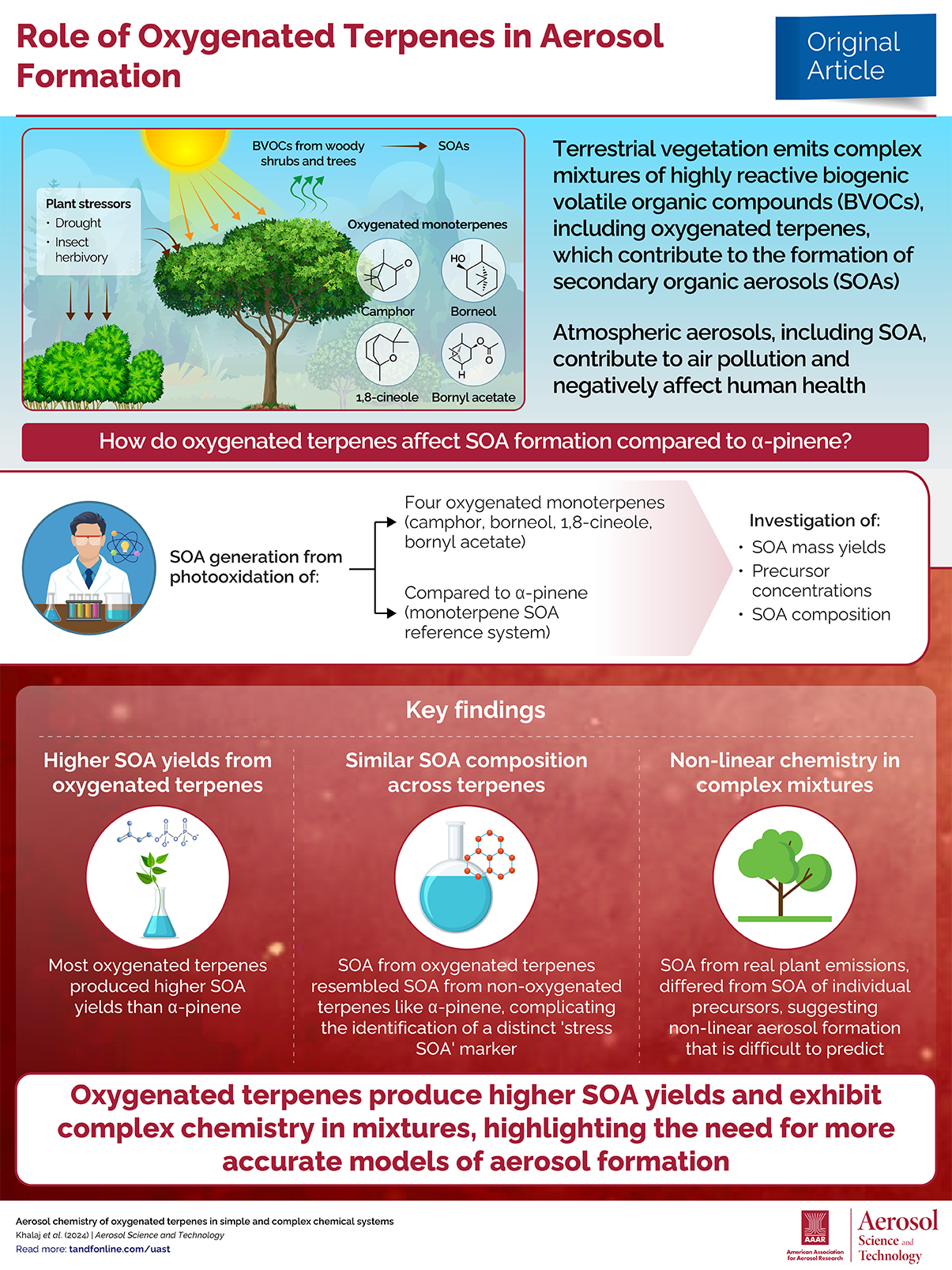 Aerosol chemistry of oxygenated terpenes in simple and complex chemical systems